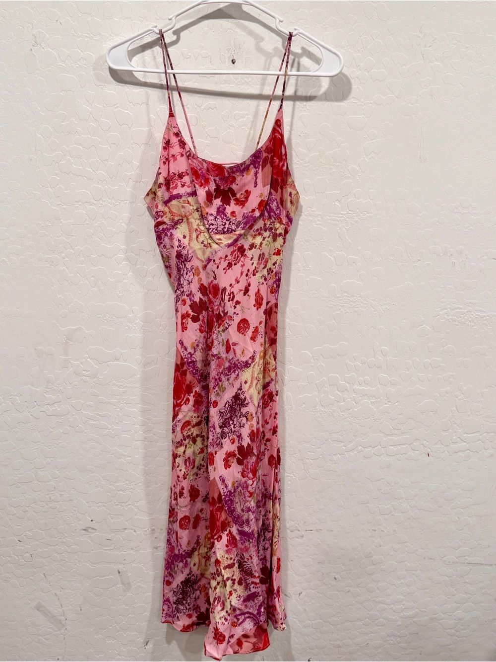 Y2K Rogue Floral Slip Midi Dress Womens Small Laced Back Vintage Patchwork